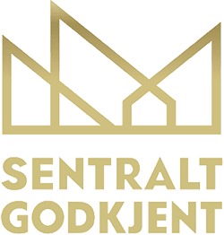 logo av sentral godkjenning i gull på hvit bakgrunn